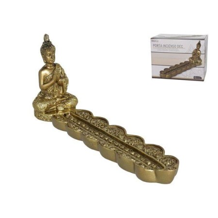 PORTA INCIENSO DECORADO BUDA DORADO 20X4X7 CMS