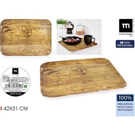 42X31 CMS BANDEJA MELAMINA IMITACION MADERA ROBLE WOOD BRILLO LAMEDITERRANEA