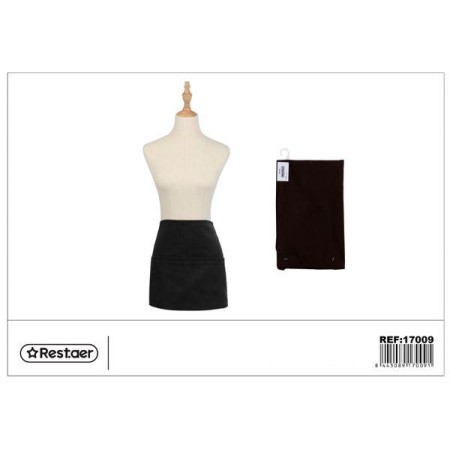 DELANTAL TERGAL  MANDIL CORTO NEGRO 35X57 CMS PARA HOSTELERIA RESTAER