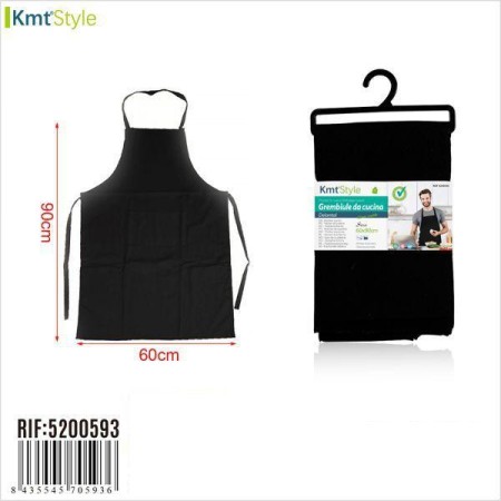 DELANTAL DE COCINA TELA NEGRA LARGO 90 CMS X 60 CMS KMTSTYLE