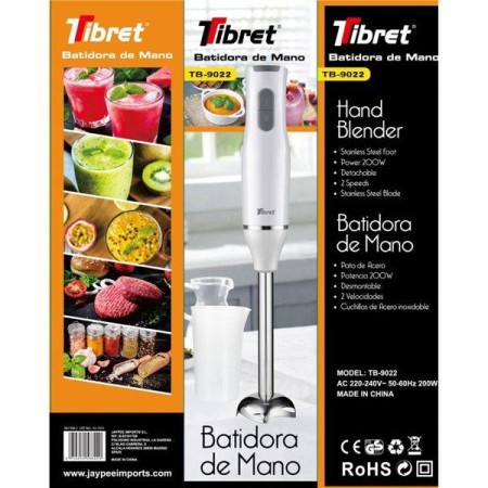 BATIDORA DE MANO 200 WATIOS,DESMONTABLE,2 VELOCIDADES,CUCHILLAS ACERO INOX,TRIBET TB-9022