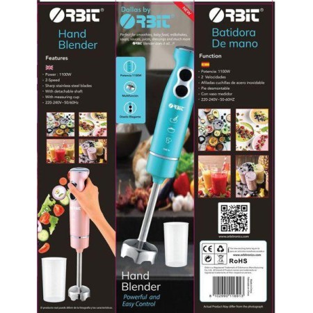 BATIDORA DE MANO POTENTE 1100WATIOS,2 VELOCIDADES,PIE DESMONTABLE, DALLAS ORBIT