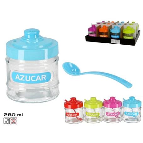 AZUCARERO FANCY CRISTAL CON CUCHARA COLORES SURTIDOS 280 ML