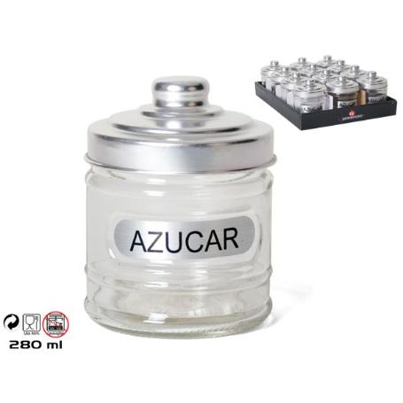 AZUCARERO BOTE CRISTAL CON TAPA INOZ 280 ML USO ALIMENTARIO GERIMPOR