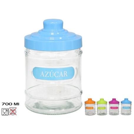 AZUCARERO PLATINUM 700 ML BOTE CRISTAL CON TAPA COLORES SURTIDOS
