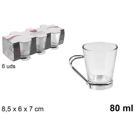 *UNIDAD* TAZA CAFE SOLO EXPRESO 80 ML CRISTAL TRANSPARENTE CON ASA METAL