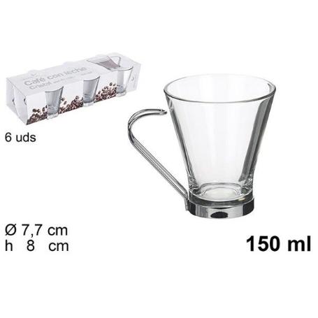 *UNIDAD* 150 ML TAZA CRISTAL CAFE CON LECHE ASA METAL