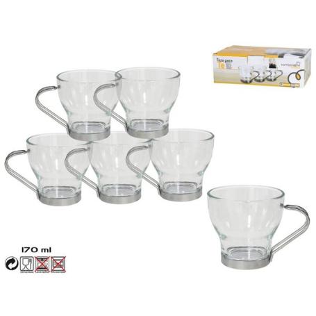 *UNIDAD*TAZA TE CRISTAL 170 ML CON ASA METAL L2506/BH6A