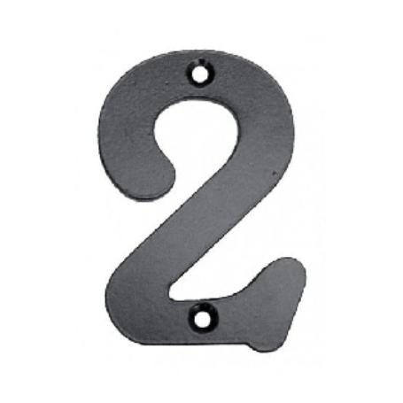 NUMERO 2 DOS HIERRO FORJA NEGRA 100 MM CON TORNILLOS