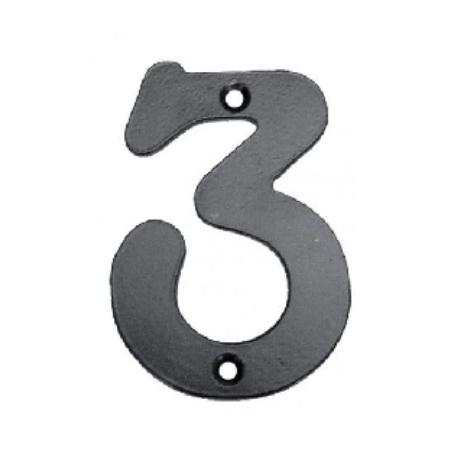NUMERO 3 TRES HIERRO FORJA NEGRA 100 MM CON TORNILLOS