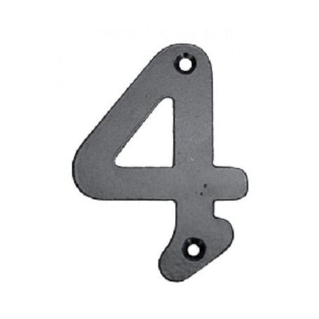 NUMERO 4 CUATRO HIERRO FORJA NEGRA 100 MM CON TORNILLOS