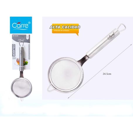 CARRE COLADOR MANGO INOX 24,5 CMS SERIE VICTORIA LOW COST