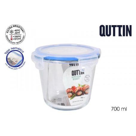 FIAMBRERA REDONDA CRISTAL CON TAPA HERMETICA CON VALVULA 13,5 CMS 700 ML QUTTIN