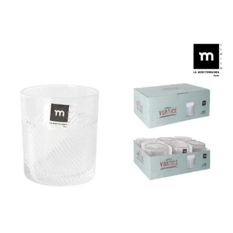 35 CLS VASO CRISTAL TALLADO VINTAGE VORTICE LAMEDITERRANEA - CAJA 6 UNIDADES