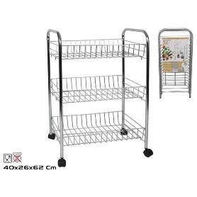 VERDULERO METAL CROMADO ELEN 3 PISOS 40X26X62 CMS