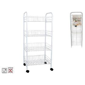 VERDULERO CARRO AUXILIAR BIANCA 4 PISOS METAL BLANCO 36X26X86