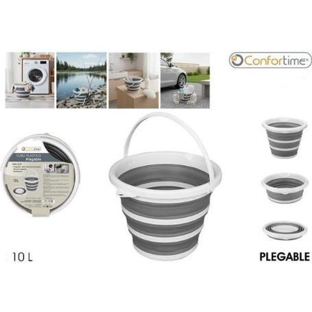 CUBO PLASTICO PLEGABLE 10 TLS PARA PESCA Y HOGAR,MULTIUSOS, CONFORTIME
