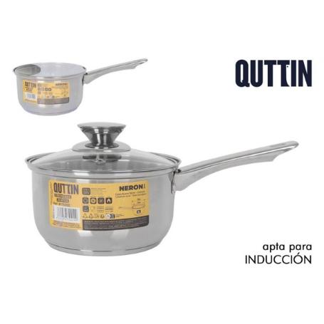 CAZO 16 CMS -2 LITROS - ACERO INOXIDABLE CON TAPA CRISTAL APTO PARA INDUCCION QUTTIN