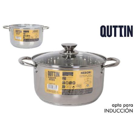 28 CMS OLLA ACERO INOXIDABLE CON TAPA CRISTAL APTO PARA INDUCCION 10 LITROS NEW NERON QUTTIN