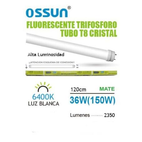 OSSUN TUBO T8 FLUORESCENTE 36W 120 CMS.  6400 K