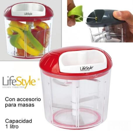 PICADORA BATIDORA MANUAL 1000 ML. CON ACCESORIO PARA MASAS LIFESTYLE