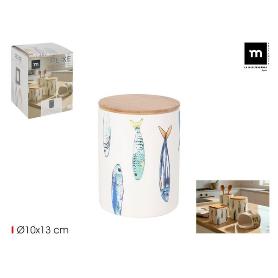 TARRO COCINA DIAMETRO 10 CMS X 13 CMS CON TAPA BAMBU PEIXE LAMEDITERRANEA