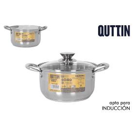 20 CMS. CACEROLA ACERO INOXIDABLE CON TAPA CRISTAL NEW NERON 4 LTS. QUTTIN