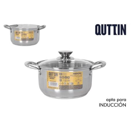 20 CMS. CACEROLA ACERO INOXIDABLE CON TAPA CRISTAL NEW NERON 4 LTS. QUTTIN