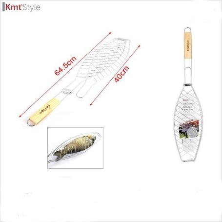 PARILLA REJILLA BARBACOA PARA PESCADO 64,5 CMSX 40 CMS CON MANGO KMT STYLE