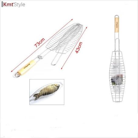 PARRILLA DE BARBACOA PARA PESCADO 73 CMS X 43 CMS CON MANGO KMTSTYLE
