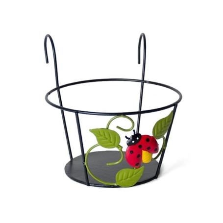 MACETERO FORJA NEGRA PARA COLGAR EN BALCON 20 CMS DIAMETRO CON MARIQUITA