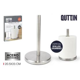 SOPORTE PAPEL DE COCINA ESPECIAL PARA ROLLOS GRANDES ACERO INOXIDABLE 20,5X33 CMS QUTTIN