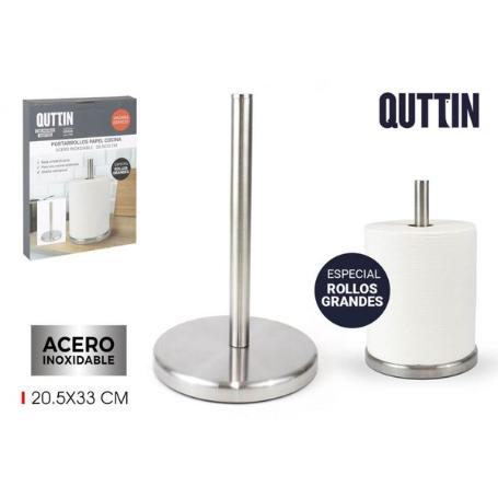 SOPORTE PAPEL DE COCINA ESPECIAL PARA ROLLOS GRANDES ACERO INOXIDABLE 20,5X33 CMS QUTTIN