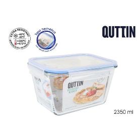 FIAMBRERA HONDA TAPA HERMETICA,DE CRISTAL,RECTAGULAR,CON VALVULA PARA MICRO 2350ML QUTTIN