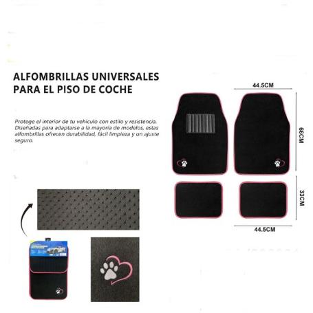 ALFOMBRILLAS UNIVERSALES PARA COCHE CON CORAZON Y PATITA DE PERRO