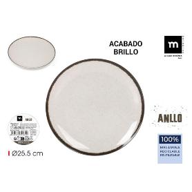 PLATO LLANO MELAMINA BRILLO RECICLABLE ANLLO 25,5 CMS LA MEDITERRANEA
