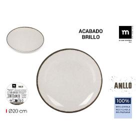PLATO POSTRE MELAMINA RECICLABLE BRILLO ANLLO 20 CMS LA MEDITERRANEA