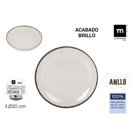 PLATO POSTRE MELAMINA RECICLABLE BRILLO ANLLO 20 CMS LA MEDITERRANEA