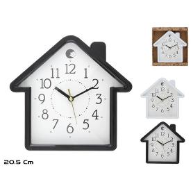 RELOJ DE PARED HOGHY CON FORMA DE CASA 21,5X20,5 CMS MARCO NEGRO