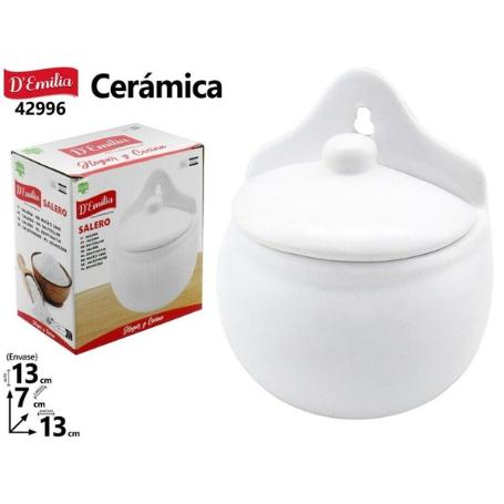 SALERO CERAMICA BLANCA PARA RINCONES CON TABLA 13X13X7 CMS DEMILIA