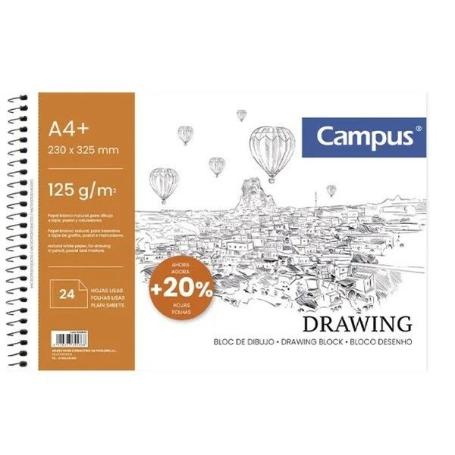 BLOC PARA DIBUJO CARBONCILLO CAMPUS A4 230X325 MM 24 HOJAS 125G - PAQUETE 5 UNIDADES
