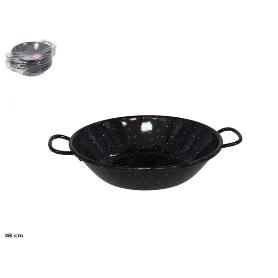 18 CMS PEROL SARTEN HONDA CLASICA CON ASAS ESMALTE NEGRO CON PUNTOS