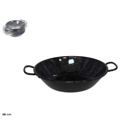 18 CMS PEROL SARTEN HONDA CLASICA CON ASAS ESMALTE NEGRO CON PUNTOS