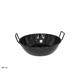 20 CMS  PEROL SARTEN HONDA CON ASAS ESMALTE NEGRO CON PUNTOS