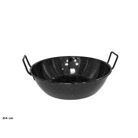 24 CMS  PEROL SARTEN HONDA CON ASAS ESMALTE NEGRO CON PUNTOS 1,8 LTS.