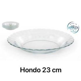 23 CMS DURALEX PLATO HONDO PARIS CRISTAL TRANSPARENTE VINTAGE - PAQUETE 6 UNIDADES
