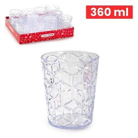 VASO  PARA EXTERIOR Y PISCINAS 360 ML POLIESTIERNO TRANSPARENTE MODELO HEXA
