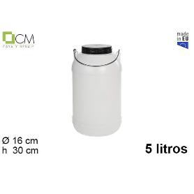 BIDON REDONDO DE PLASTICO CON ASA DE HIERRO CAPACIDAD 5 LTS. 16X30 CMS CASA Y MENAJE