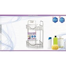 ESTANTERIA RINCONERA ANTIOXIDO ALUMINO 2 BANDEJAS CON REJILLA, FACIL MONTAJE