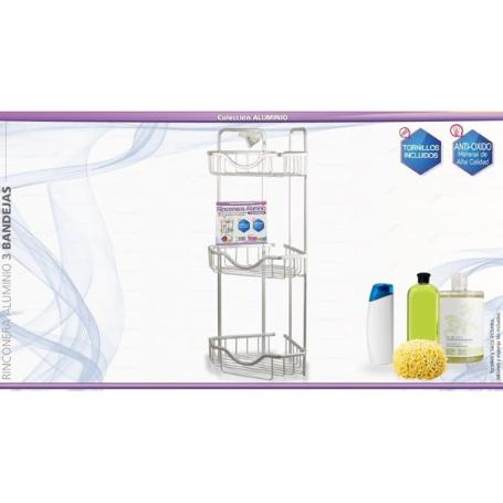 ESTANTERIA RINCONERA ALUMINIO PARA DUCHA 3 BANDEJAS,FACIL MONTAJE,ANTIOXIDO